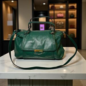 B. Makowsky Lombard Green Leather Satchel and Crossbody Bag